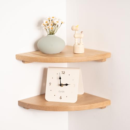 VERSWOOD Schwebendes Eckregal aus massivem Eichenholz (Eiche, 25,4 cm, 2 Stück) von VERSAWOOD