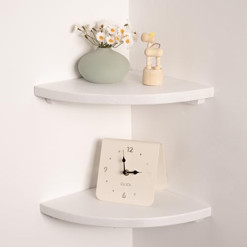 VERSWOOD Schwebendes Eckregal aus massivem Eichenholz (Weiß, 25,4 cm - 2 Stück) von VERSAWOOD