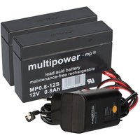 Ladegerät mit 2x Blei-Akku 12V 0,8Ah MP0.8-12H JST-Stecker von VERSCHIEDENE