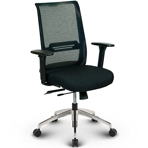 VERSEE Ergonomischer Bürostuhl TANDA aus Stoff/Mesh in Schwarz mit Lendenstütze für Büro, Home-Office, Konferenzräume - Belastbar bis 150kg von VERSEE