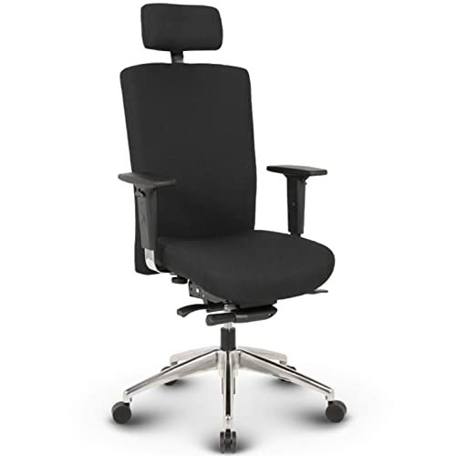 VERSEE Ergonomischer Chefsessel Bürostuhl Terox aus Stoff in Schwarz mit Kopfstütze für Büro und Home-Office - Belastbar bis 150kg von VERSEE