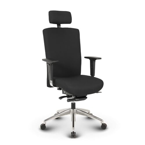VERSEE Ergonomischer Chefsessel Bürostuhl Terox aus Stoff in Schwarz mit Kopfstütze für Büro und Home-Office - Belastbar bis 150kg von VERSEE