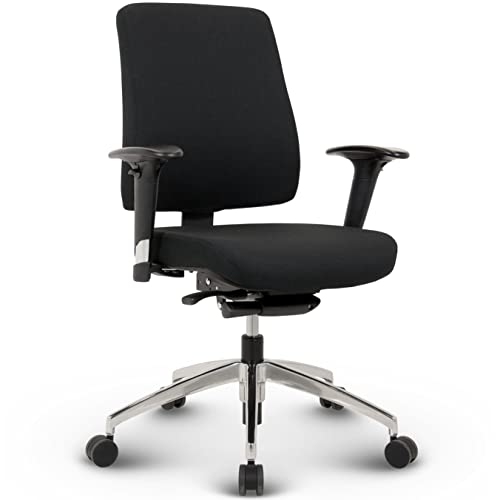 VERSEE Bürostuhl Basic mit ergonomisch geformter niedriger Rückenlehne aus Stoff in Schwarz - Für Büro, Home-Office - Belastbar bis 150kg von VERSEE