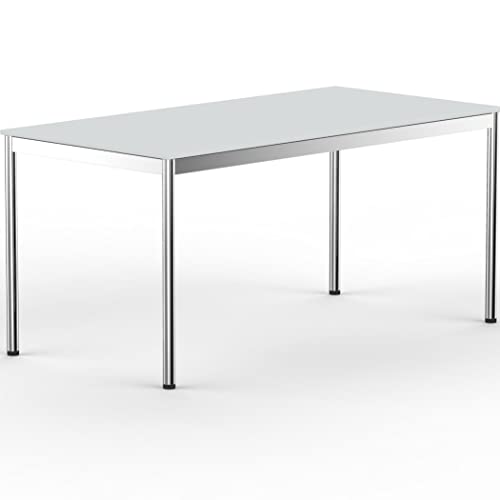 VERSEE SYSTEM8X Höhenverstellbarer Schreibtisch 160 x 80 cm in Lichtgrau - Für Büro/Home-Office im Metall Chrom Design von VERSEE