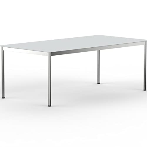 VERSEE SYSTEM8X Höhenverstellbarer Schreibtisch 200 x 100 cm in Lichtgrau - Für Büro/Home-Office im Metall Chrom Design von VERSEE