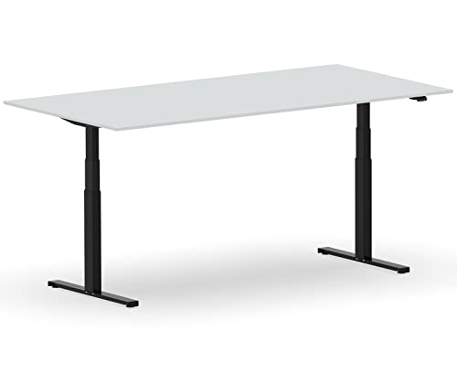 VERSEE Höhenverstellbarer Schreibtisch Elektrisch 180 x 100 cm - VES1 - Für Büro - Gestell Schwarz/Platte Lichtgrau von VERSEE