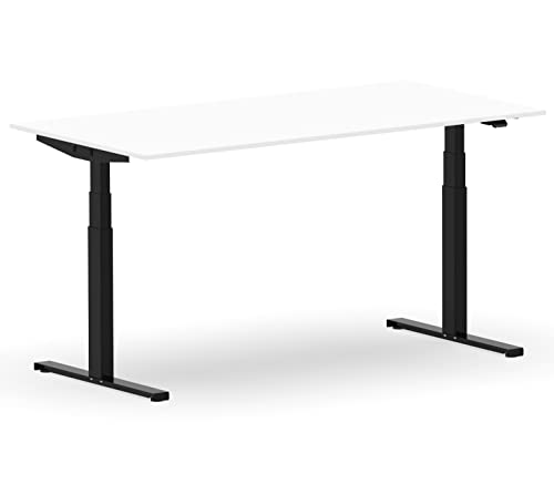 VERSEE Höhenverstellbarer Schreibtisch Elektrisch 200 x 100 cm - VES1 - Für Büro - Gestell Schwarz/Platte Weiss von VERSEE