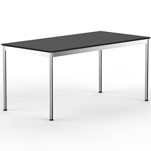VERSEE SYSTEM8X Höhenverstellbarer Schreibtisch 120 x 75 cm in Schwarz - Für Büro/Home-Office im Metall Chrom Design von VERSEE