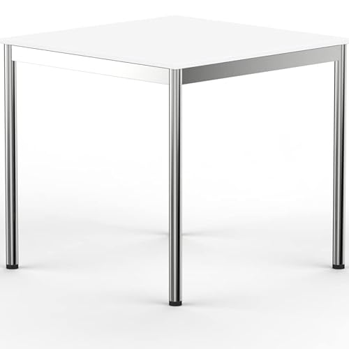 VERSEE SYSTEM8X Höhenverstellbarer Schreibtisch 60 x 60 cm in Weiss - Für Büro/Home-Office im Metall Chrom Design von VERSEE