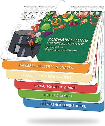 VERSELINE Heißluftfritteuse Zubehör, Air Fryer Spickzettel Magnete Cooking Guide Booklet, Air Fryer Magnetic Kochzeiten Diagramm Temperaturleitfaden von VERSELINE