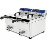 Vertes - Friteuse Fritteuse Fritöse Edelstahl 2x 17L (6000W, 230V, Kaltzonenprinzip, Temperatur Stufenlos Regulierbar 50-200°C, Ablasshahn, 2 von VERTES