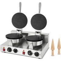 Waffeleisen doppelt, Hörncheneisen für Eiswaffeln, 48 Stück pro Std., Kegel, regelbar 0-300°C, Timer, teflonbeschichtet, Gusseisen Hörnchenautomat von VERTES