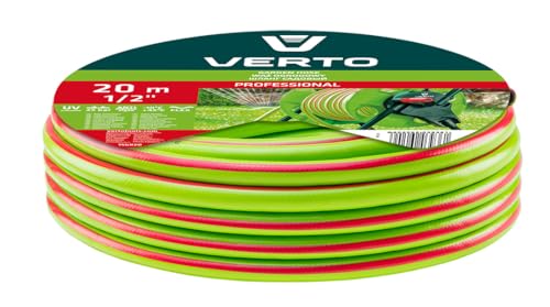 VERTO Professional Gartenschlauch 1/2 Zoll, 20 m Länge, 3-lagiger - UV-beständig, Flexibel Schlauch - Wasserschlauch mit Anti-Algen-Innenausstattung, 25 bar Berstdruck von VERTO