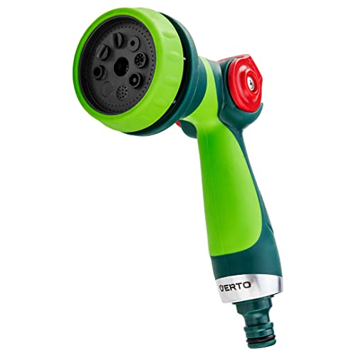 Pistolen-Sprinkler 8-funktional mit Flusskontrolle Handbrause - Multi Gartenspritze mit Ergonomischer Griff, Grün Garten Wasserspritze, Regulierung Wasserstrahlstärke von VERTO