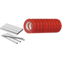 Set aus Klebeband 10 Stück x 25 m und Klammern 10.000 Stück. Set aus Klebeband 10 Stück x 25 m und Klammern 10.000 Stück. von VERTO