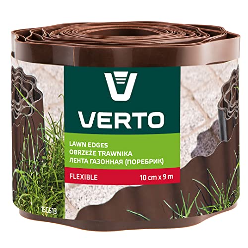 VERTO Flexible Rasen- und Beeteinfassung - Braun - 9 m Länge & 10 cm Höhe - Aus schlagfestem Kunststoff - Einfach zu montieren - Zuverlässige Wurzelsperre/Rasenkante/Beetbegrenzung von VERTO