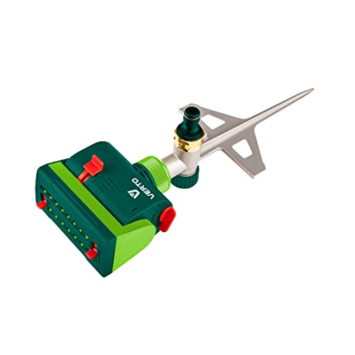 VERTO Rasensprenger | Kreisregner | Beregnungsfläche 208 m² | 16 Düsen | Bewässerung | Impulsregner | Regner | Gartenbewässerung Sprinkler von VERTO