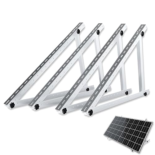 Balkonkraftwerk Halterung Solarhalterung 114cm für Geländer Balkon PV Modul Aufständerung 45 Zoll verstellbar Winkel 0-90 Grad (4 Stück - 2 Module - Dach/Freistehend) von VESKA