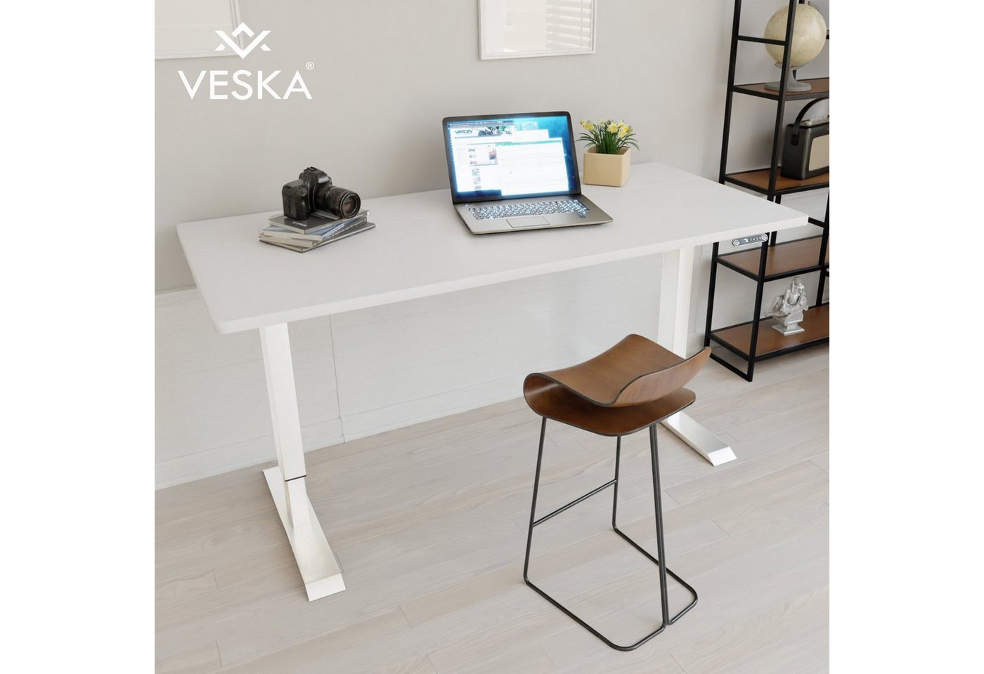 VESKA Schreibtisch Höhenverstellbar 140 x 70 cm - Bürotisch Elektrisch mit Touchscreen - Sitz- & Stehpult Home Office von VESKA