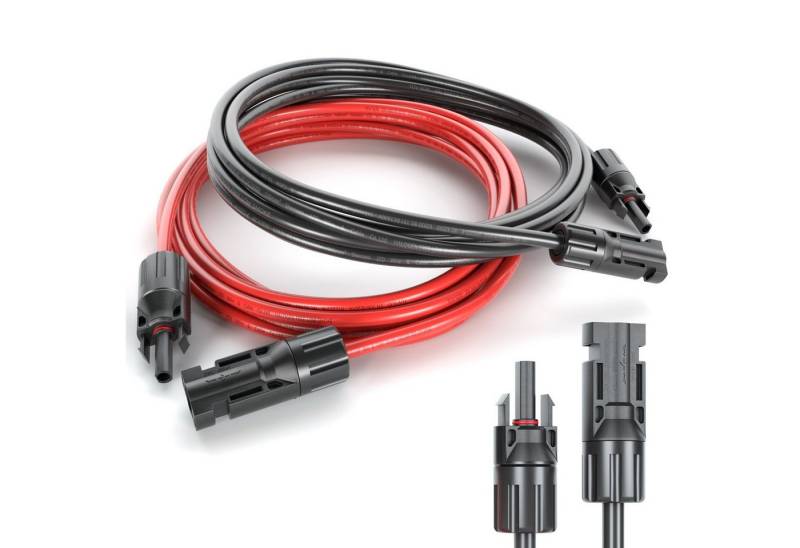 VESKA Solaranlage Solarkabel PV Stecker Solarstecker MC4 Photovoltaik, (2 Verlängerungskabel (1x rot, 1x schwarz), Kabel Set 6mm² von VESKA