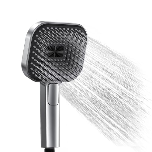 Duschkopf Wassersparend 135mm, Hochdruck Regenduschkopf mit 3 Strahlarten, Premium Duschbrause mit Anti-Kalk-Technologie,handbrause dusche Brausekopf duschkopf regendusche (Silber) von VESKYAO