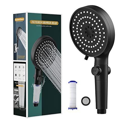 Duschkopf Wassersparender 4.6L/Min, VESKYAO Hochdruck Handbrause Sparduschkopf mit Filter & Wasserstop, Regendusche Druckerhöhende Duschbrause Brausekopf, 5 Strahlarten, Schwarz Duschkopf Wassersparender 4.6L/Min, VESKYAO Hochdruck Handbrause Sparduschkopf mit Filter & Wasserstop, Regendusche Druckerhöhende Duschbrause Brausekopf, 5 Strahlarten, Schwarz von VESKYAO