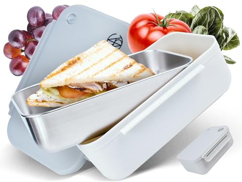 VESTAhome Brotdose Edelstahl-Einsatz - Lunchbox Edelstahl hält Brot lange frisch - Essensbox spülmaschinenfest - Brotbox - Lebensmittelecht - BPA-frei von VESTAhome