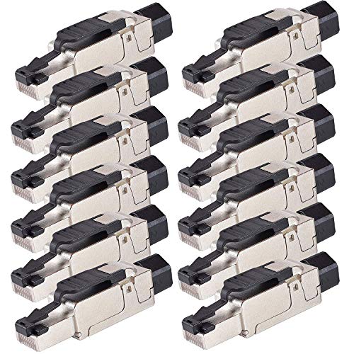 VESVITO 12x CAT6A RJ45 Netzwerkstecker 10 Gb/s 500MHz PoE++, Stecker für CAT7A CAT7 CAT6A CAT6 Netzwerkkabel AWG 23-26, Ø 6-8mm, werkzeuglos, Verlegekabel Patchkabel Installationskabel Ethernet Kabel von VESVITO