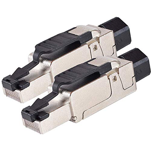 VESVITO 2x CAT 6A RJ45 Netzwerkstecker für CAT 7A CAT 7 CAT 6A CAT 6 Netzwerkkabel AWG23-26, 10 GBit/s 500MHz, werkzeuglos, PoE++ Stecker für Verlegekabel Patchkabel Datenkabel Ethernet Netzwerk Kabel von VESVITO