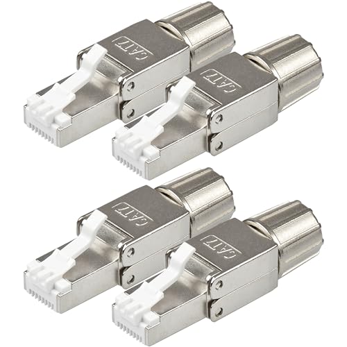 VESVITO 4X RJ45 CAT8.1 Netzwerkstecker 40 GBit/s 2000 MHz werkzeuglos PoE++ für CAT8 CAT7A CAT7 CAT6A CAT6 Netzwerkkabel, Crimpstecker Stecker für AWG 22-24 Verlegekabel Installationskabel LAN Kabel von VESVITO