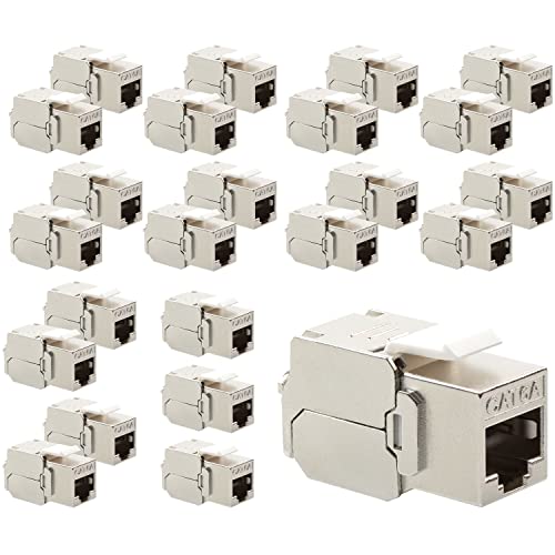 VESVITO 24x RJ45 CAT6A Keystone Modul Jack Buchse werkzeuglos bis 10 GBit/s, 500 MHz, für Leerdose, Patchpanel, CAT8 CAT7 CAT7A CAT6A CAT6 CAT5e Netzwerkkabel Verlegekabel Ethernet Kabel Lankabel von VESVITO