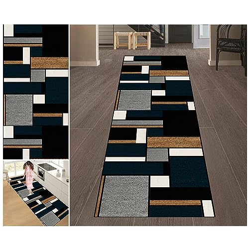 VETCS Teppich Läufer Flur 60 x 280 cm - rutschfest Waschbar Modern Teppich Läufer Flur Eingangsteppich Schmutzfangmatte Innen Lang Flurläufer Fußmatte für Eingang, Korridor Küche Waschküche von VETCS