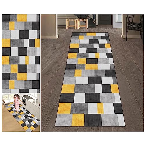 VETCS Teppich Läufer Flur Küche Carpet Teppichläufer Küchenteppich Waschbar rutschfest Flurläufer Küchenläufer Eingangstürmatte Teppich für Eingang, Küchen Teppich, Fußmatte, Schlafzimmer 60 x 180 cm von VETCS