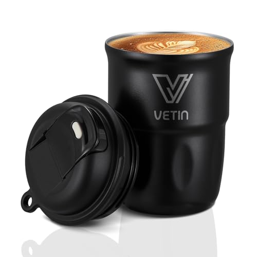 VETIN Kaffeebecher to go Thermo, 320ml Thermobecher Kaffee to go, Coffee Becher mit Auslaufsicherem Deckel von VETIN