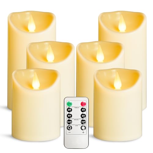 VETOUR LED Flammenlos Kerzens of 6 Stück,D3.15 xH4 5" 6" Batteriebetriebene flackernde Kerze den Außenbereich mit Timer-Fernbedienung für Balkone,Außenlaternen,Innenbereich Geburtstage Weihnachten VETOUR LED Flammenlos Kerzens of 6 Stück,D3.15 xH4 5" 6" Batteriebetriebene flackernde Kerze den Außenbereich mit Timer-Fernbedienung für Balkone,Außenlaternen,Innenbereich Geburtstage Weihnachten von VETOUR