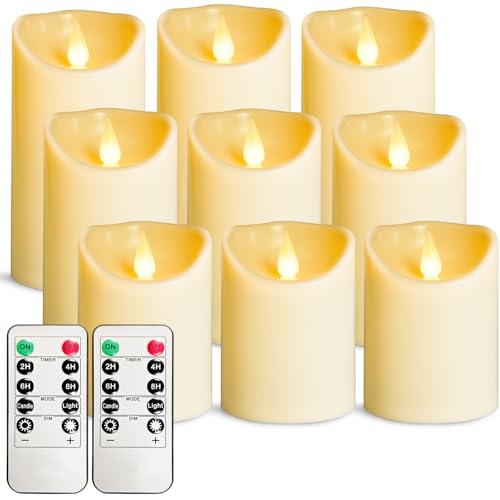 VETOUR LED Flammenlos Kerzens of 9 Stück,D3.15 xH4 5" 6" Batteriebetriebene flackernde Kerze den Außenbereich mit Timer-Fernbedienung für Balkone,Außenlaternen,Innenbereich Geburtstage Weihnachten VETOUR LED Flammenlos Kerzens of 9 Stück,D3.15 xH4 5" 6" Batteriebetriebene flackernde Kerze den Außenbereich mit Timer-Fernbedienung für Balkone,Außenlaternen,Innenbereich Geburtstage Weihnachten von VETOUR