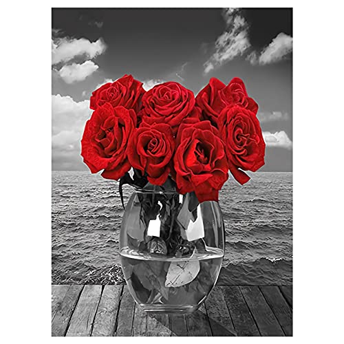 VETPW 5D DIY Rose Diamant Malerei Set, DIY Voller Diamond Pasted Painting Strass Stickerei Kreuzstich Kunst Handwerk Diamant für Home Wall Wanddekoration (30x40CM) von VETPW