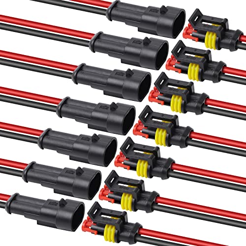 20 Set Kabel Steckverbinder Stecker, Wasserdicht Schnellverbinder, 2 Polig Auto Wasserdicht Elektrische Stecker, Verbindungsstecker Wasserdicht für LKW/Motorrad/KFZ von VEUWOLM