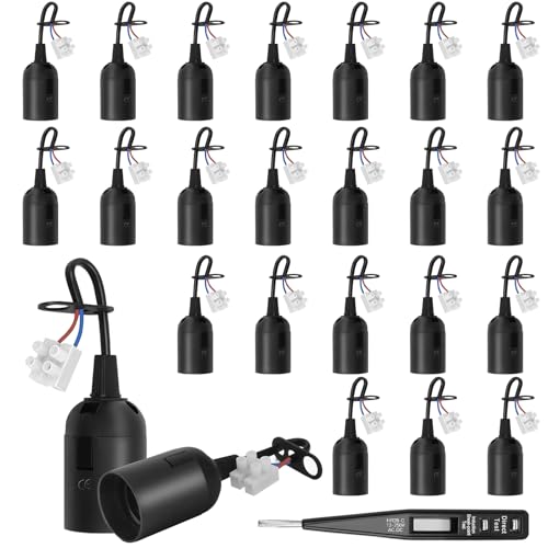 24 Stücke Fassung E27 Renovierfassung Lampenfassung Baustellenfassung E27+VDE-Spannungsprüfer, Baufassung mit Kabel,Schwarze Renovierfassung 24 Stücke Fassung E27 Renovierfassung Lampenfassung Baustellenfassung E27+VDE-Spannungsprüfer, Baufassung mit Kabel,Schwarze Renovierfassung von VEUWOLM