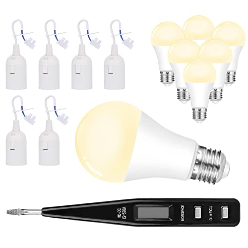 6 Stück Fassung E27 Renovierfassung Lampenfassung Baustellenfassung E27+VDE-Spannungsprüfer -6 Stück 3000 Kelvin Warmweiß LED Bulb - Ersatzfassung 250V max.60 W, Baufassung mit Kabel 6 Stück Fassung E27 Renovierfassung Lampenfassung Baustellenfassung E27+VDE-Spannungsprüfer -6 Stück 3000 Kelvin Warmweiß LED Bulb - Ersatzfassung 250V max.60 W, Baufassung mit Kabel von VEUWOLM
