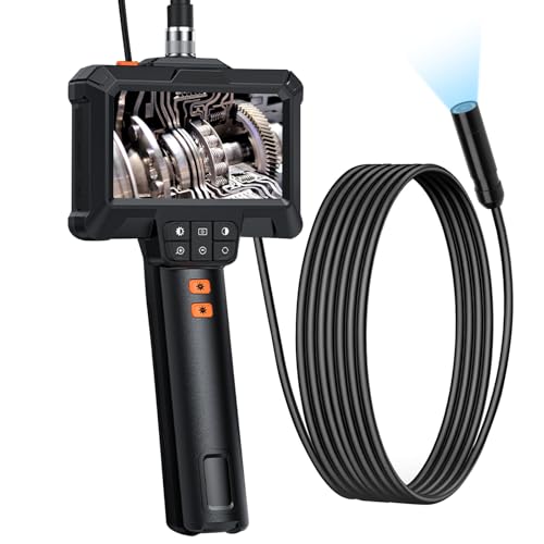 Industrielle Endoskop-Inspektionskamera, 8.5mm 1080P HD Endoskopkamera mit Licht, 4,3-Zoll-IPS-Endoskop, IP67 Wassdicht, Rohrkamera mit 8 LED-Leuchten, 5m Hausinspektion Werkzeug von VEUWOLM