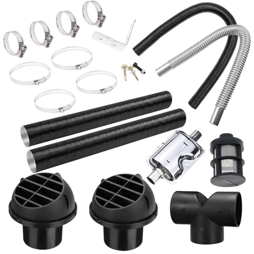 Standheizung Zubehör Kit, 75mm Entlüftungsschlauch, Auto Heizung Rohrleitung, Warmluftauslass, Auto Auspuff Schalldämpfer, Abgasschlauch Klemmen Set für Webasto Eberspacher Propex, Diesel Heizung von VEUWOLM