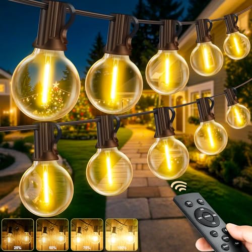 VEVICE Lichterkette Außen Strom mit Fernbedienung - 30M Outdoor Lichterketten 100FT G40 Glühbirnen Dimmbar IP44 Wetterfest Warmweiß Aussen Lichterkette für Garten Party Terrasse Balkon Hochzeit von VEVICE