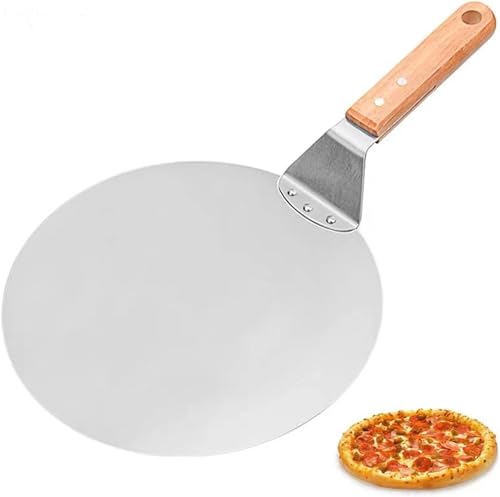 VEVOK CHEF Premium Pizzaschieber aus eloxiertem Edelstahl | 22 cm Holzgriff | 25,5 x 25,5 cm Fläche | Backen von handgemachter Pizza | raffiniertes Pizzaofenzubehör von VEVOK CHEF