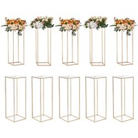 10er-Set Blumenhocker Eckig 28x28x80cm Blumenständer Eisen Beistelltisch Modern Blumensäule Gold-Galvanisierung Pflanzenhocker Pflanzenständer von VEVOR