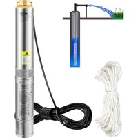 VEVOR 3" Tiefbrunnenpumpe 750W Brunnenpumpe 100L/min Tauchpumpe max. Förderhöhe 66m Rohrpumpe 230V 50Hz Sandpumpe IP68 Wasserpumpe 16 Laufradstufen von VEVOR