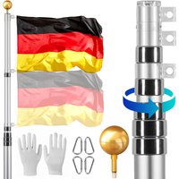 30ft Teleskop-Fahnenmast-Set, robustes Fahnenmast-Set aus Aluminiumlegierung im Boden für draußen, 3 Anzeigemodi Fahnenmast mit professionellem von VEVOR