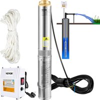 4' Tiefbrunnenpumpe 1100W Brunnenpumpe 190L/min Tauchpumpe max. Förderhöhe 57m Rohrpumpe 230V 50Hz Sandpumpe IP68 Wasserpumpe 0-40℃ Pumpe Ideal zur von VEVOR