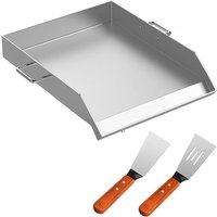 Vevor Edelstahl Grillplatte, Weber Grillrost Edelstahl 40 x 45,7 x 8 cm, Grillrost rund mit große Oberfläche, Grillrost Gusseisen mit 2 Schaufeln, von MOPHORN
