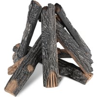 Mophorn - vevor 8er-Set Keramikholz Dekoholz aus Keramikfaser Deko Kaminholz Max. Betriebstemperatur bei 1000 ℃ Eichenholz-Aussehen ca. 340-560mm von MOPHORN